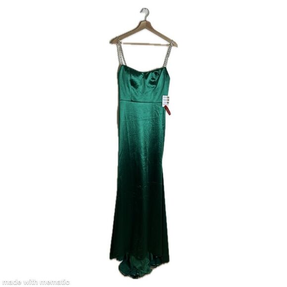 Ieena for Mac Duggal emerald green square neck line long gown dress size 4 - Picture 4 of 16
